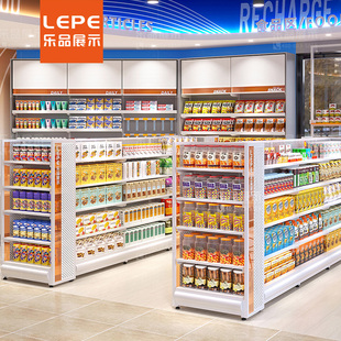 乐品 超市货架单面靠墙展示架零食全家便利店双面中岛展示柜深圳
