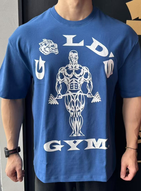 Golds Gym金吉姆联名狼头运动宽松坎肩袖背心男女健身透气短袖T恤