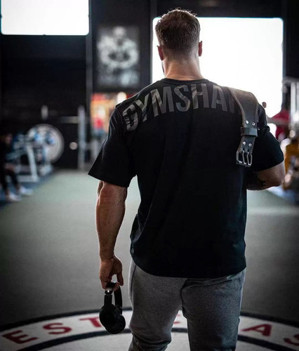 英国鲨鱼GYMSHARK短袖POWER肌肉男t恤爆裂字母运动健身宽松短袖男