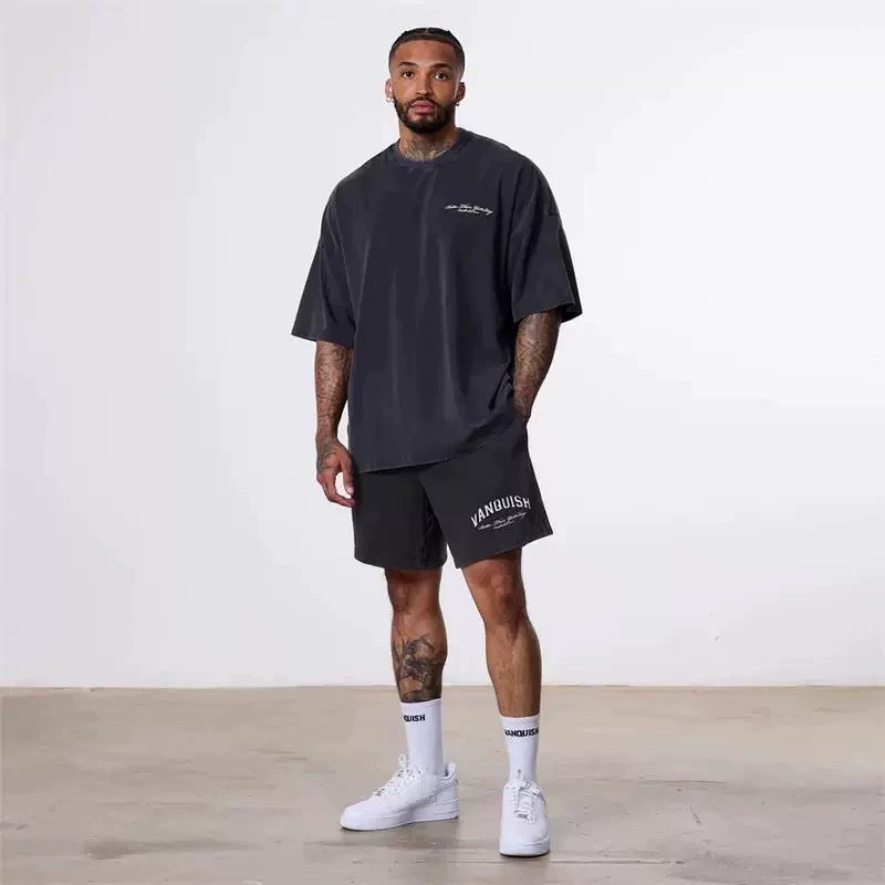VANQUISH VQ健身运动水洗做旧宽松短裤男跑步训练透气休闲五分裤