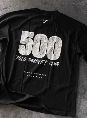 贾马尔X鲨鱼jamal破裂纹肌肉短袖健身运动全棉宽松透气健美T恤