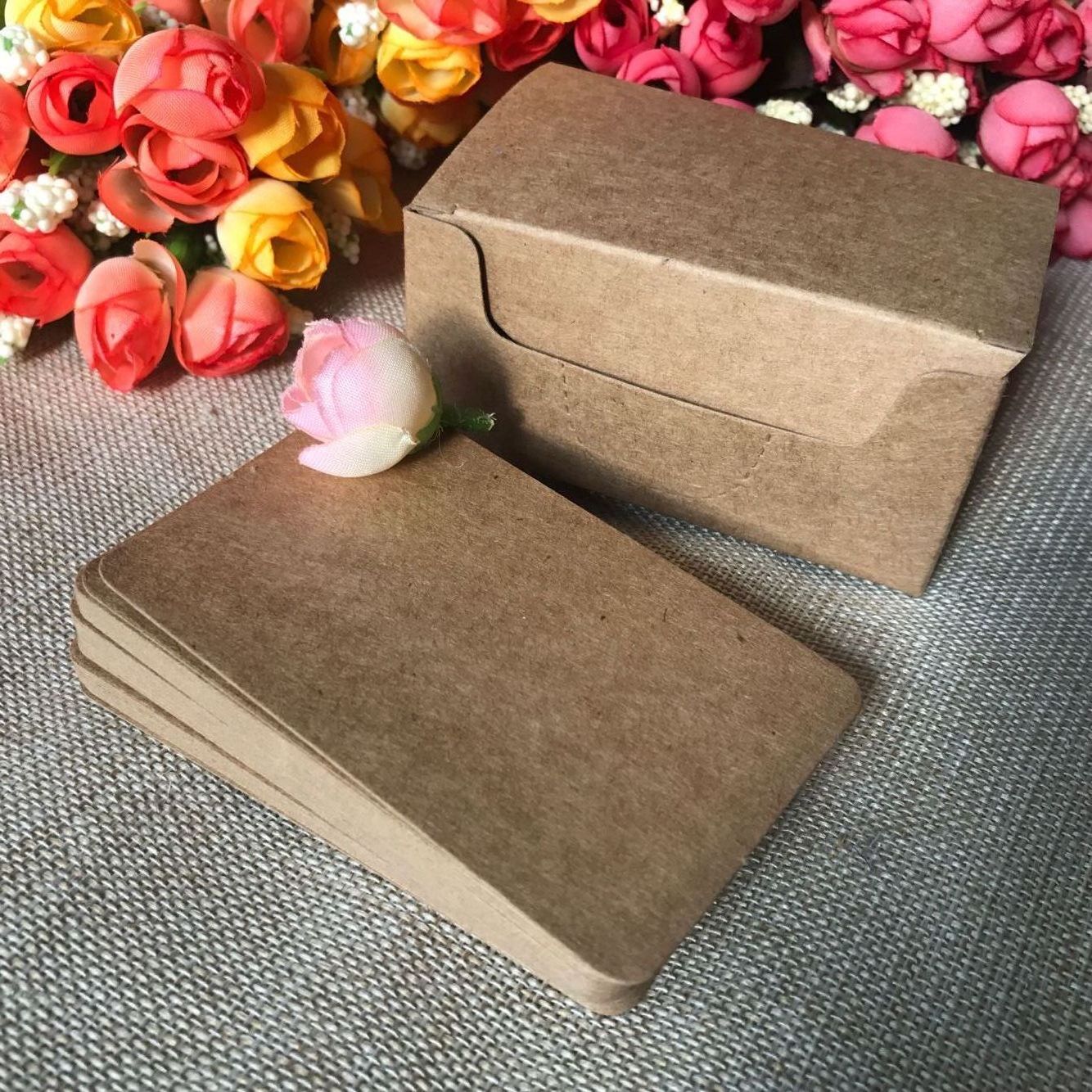 牛皮圆角卡片 彩色卡空白卡片 单词卡 拼音卡片 名片大小盒装卡片