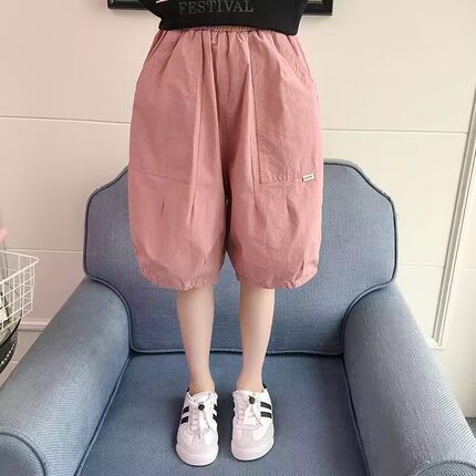 女童薄款七分裤2026新款中大童短裤运动裤公主风童装夏季工装过膝