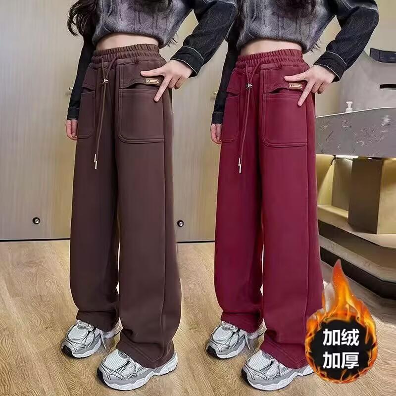 女童春季裤子儿童洋气阔腿裤春秋款女宝洋气直筒裤中大童女孩卫裤