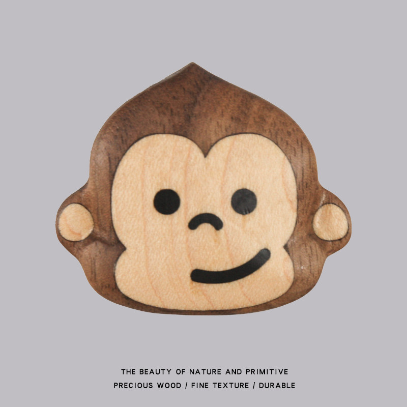 小猴子冰箱贴 黑桃实木卡通动物冰箱贴留言贴磁贴