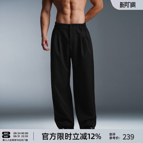 美式梭织黑色直筒裤男