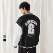 拼接毛巾绣运动外套男宽松 字母绣花棒球服时尚 bdpowerup秋季 美式