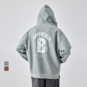 logo印花运动卫衣男宽松 外套男时尚 bdpowerup新款 针织连帽开衫