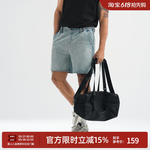 简约美式复古牛仔短裤男