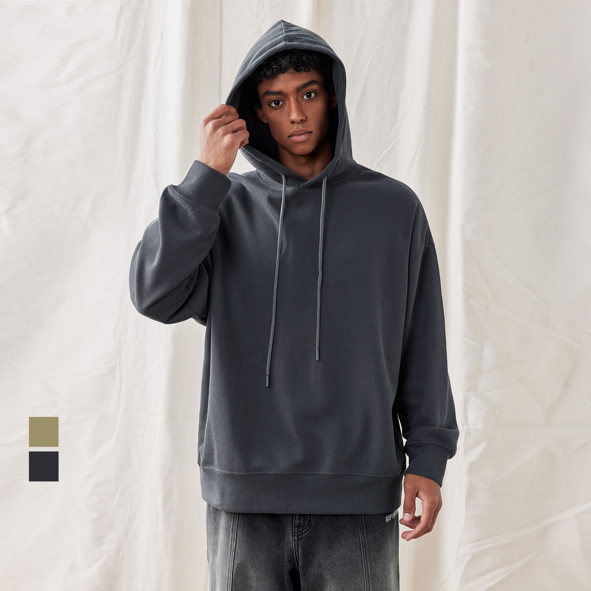 肌理感连帽运动卫衣男