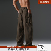 男款 风弯刀裤 大码 宽松伐木裤 男春秋 BD健美站美式 复古运动长裤 工装