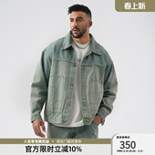 BD健美站美式 复古健身牛仔外套男简约翻领运动夹克外套男宽松