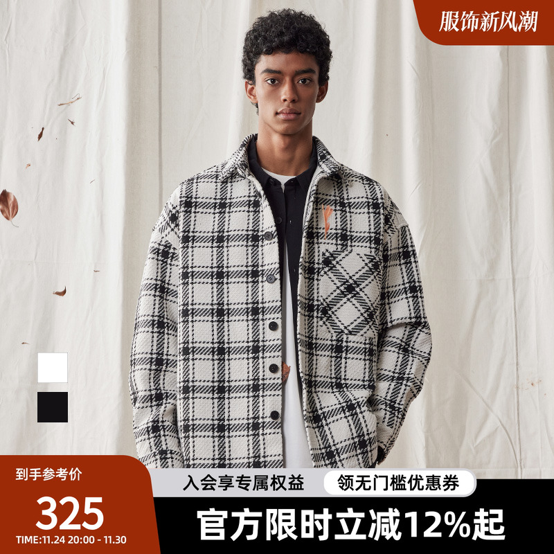 翻领小香风衬衫外套男