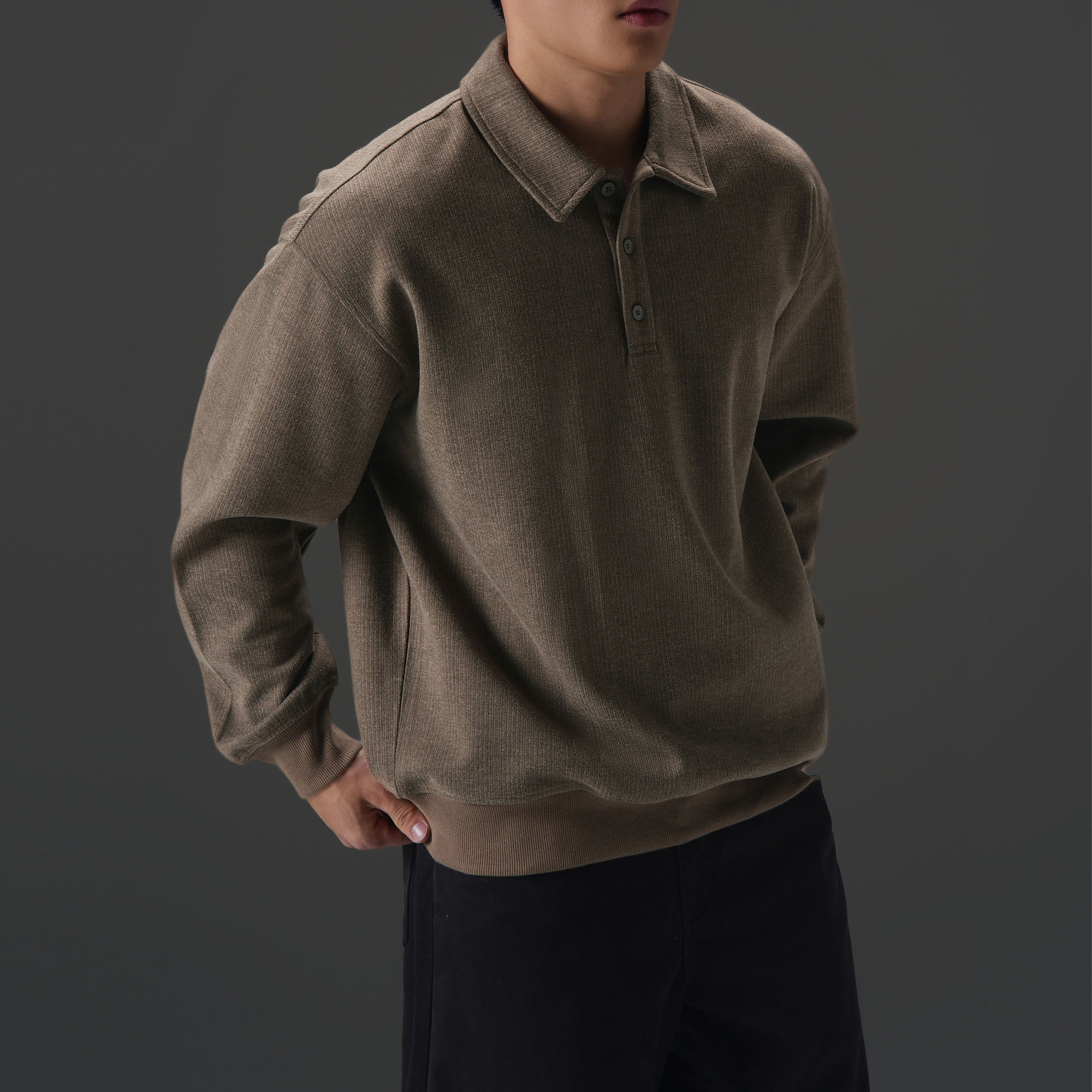 BD健美站老钱风重磅polo衫男美式翻领套头衫宽松大码运动卫衣男