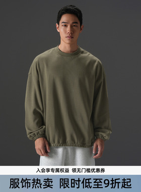 BD健美站秋季大码运动卫衣男简约OVERSIZE廓形宽松上衣圆领套头衫