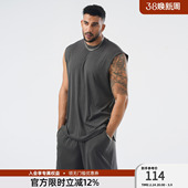 BD健美站夏季 t恤简约纯色复古针织运动背心男宽松 肌理感无袖