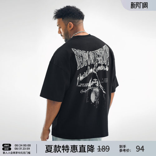 美式复古印花大码运动t恤
