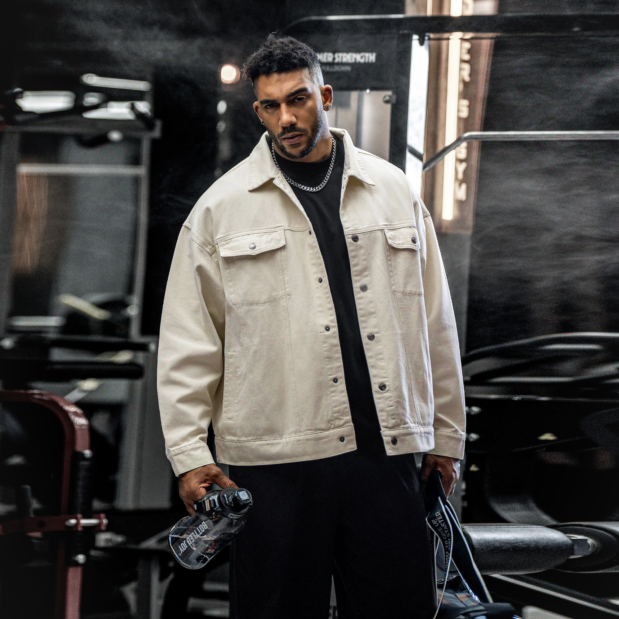 美式翻领健身牛仔外套