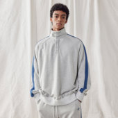 BD健美站新款 撞色拼接重磅运动卫衣男宽松 半排扣立领卫衣男时尚