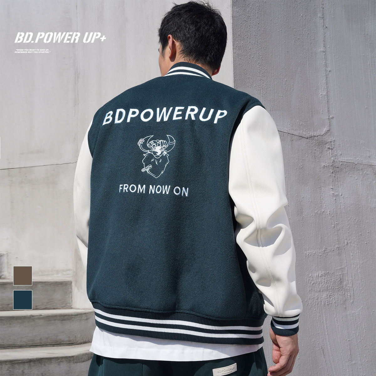 犇犇绣花棒球服外套男