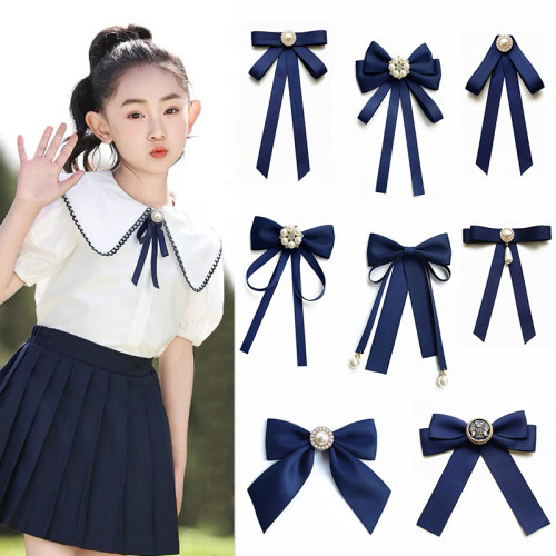 蓝色儿童领结韩版女童潮小领结小孩小学生演出表演衬衫校服蝴蝶结