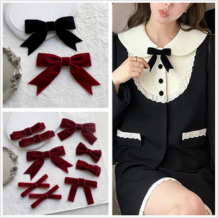 法式 毛衣外套胸针领口别针配饰 小香风黑色丝绒小领结蝴蝶结女衬衫