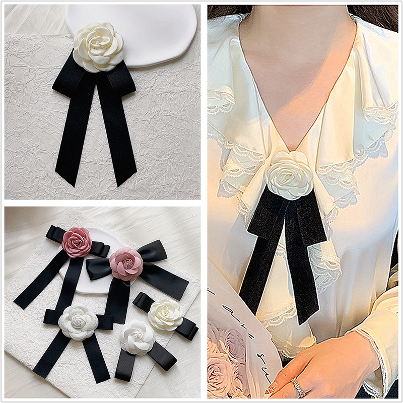 新款复古小香风韩版山茶朵蝴蝶结