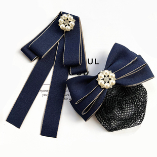 领花女职业银行领结头花套装农商行衬衣工行空姐工装领饰蓝色配饰