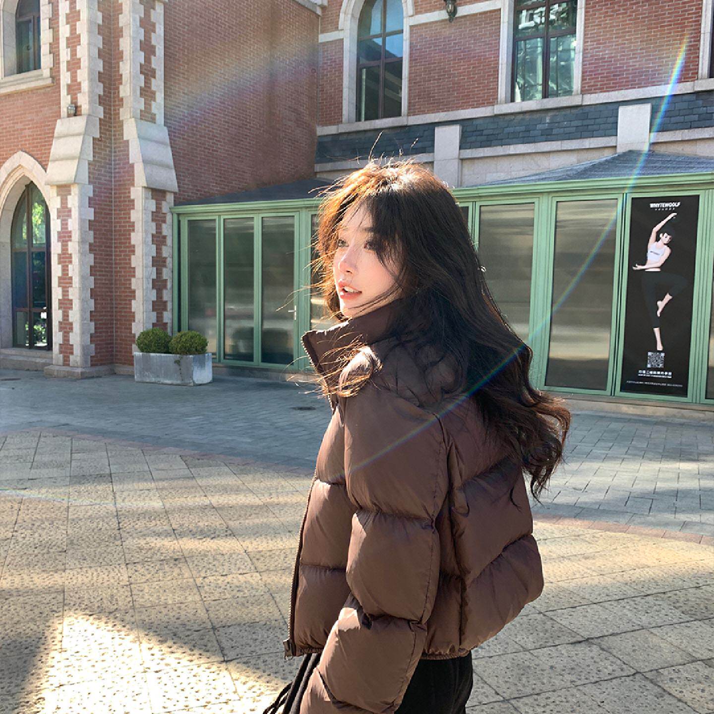 曼品质肯豆风短款羽绒服女90白鸭绒冬季宽松加厚面包服外套