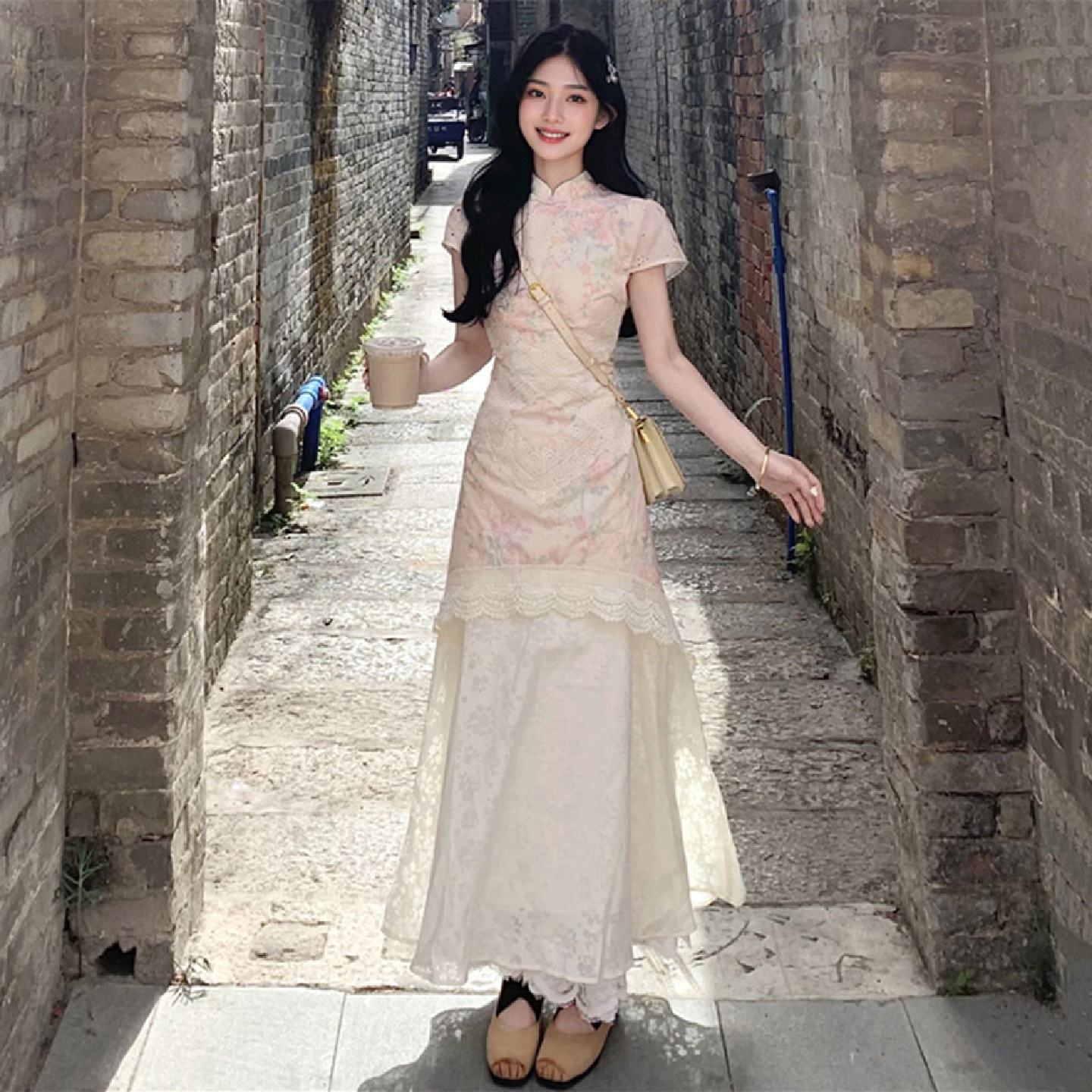 巨好看裙子2026新中式女装国风碎花改良年轻款旗袍连衣裙气质长裙