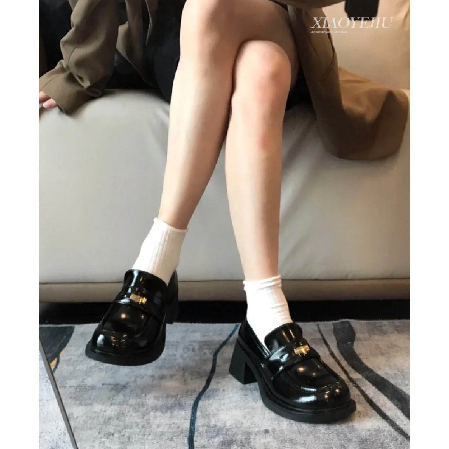 厚底金币乐福鞋女2026新款春款黑色真皮英伦miu系超火单鞋小皮鞋