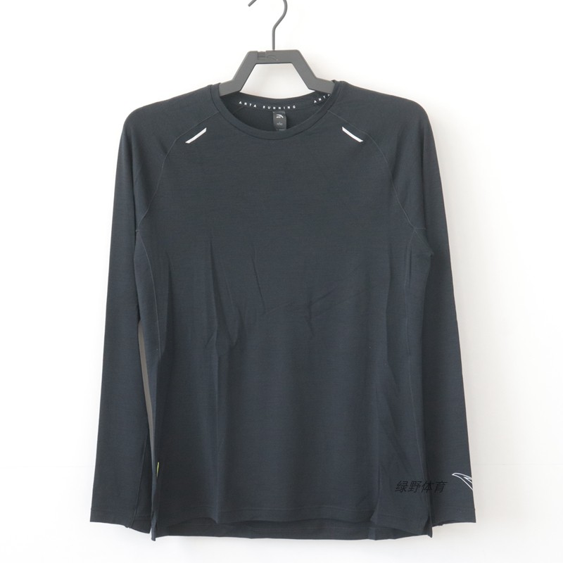 安踏男长袖T恤春秋圆领薄款舒适透气跑步训练运动针织衫152445405