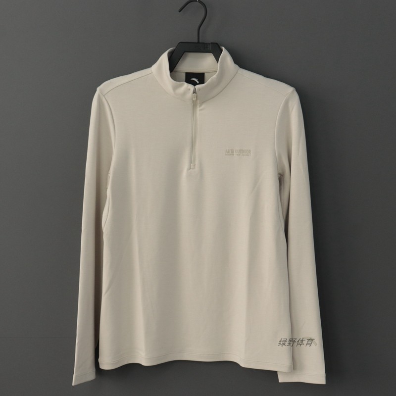 安踏女长袖T恤秋冬半拉链卫衣健身跑步针织运动上衣162446405S