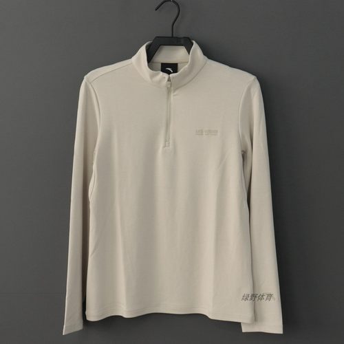 安踏女长袖T恤秋冬半拉链卫衣健身跑步针织运动上衣162446405S