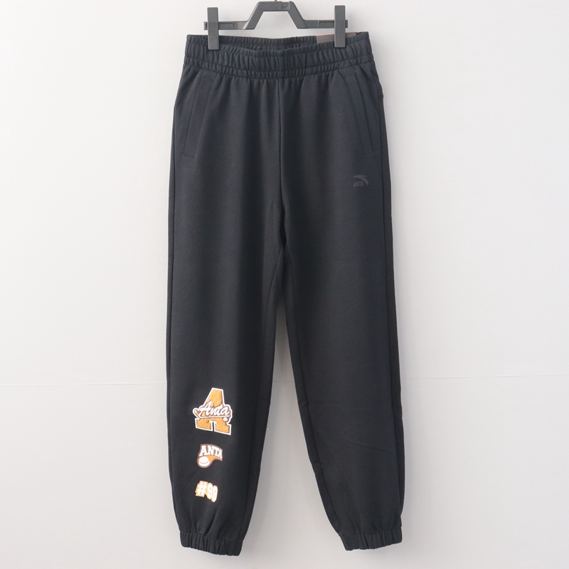 安踏女裤针织运动长裤秋冬加厚宽松舒适束口小脚卫裤162248314S