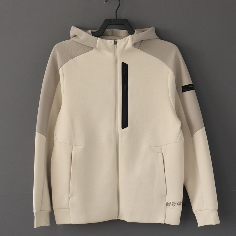 安踏男连帽开衫春秋款舒适透气修身训练针织运动上衣152437706N