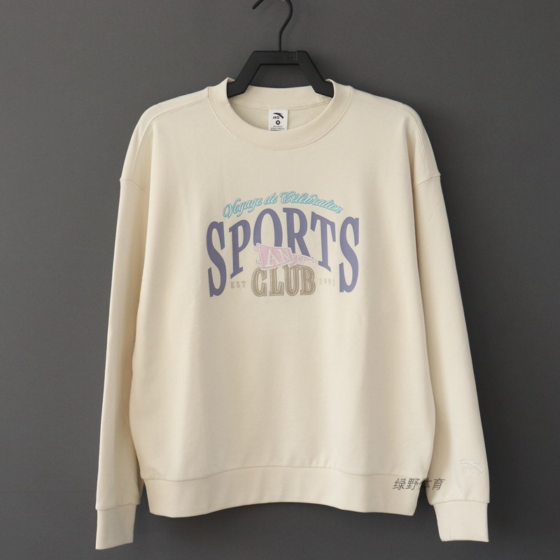 安踏女套头卫衣春秋针织圆领舒适透气训练休闲运动上衣162438704