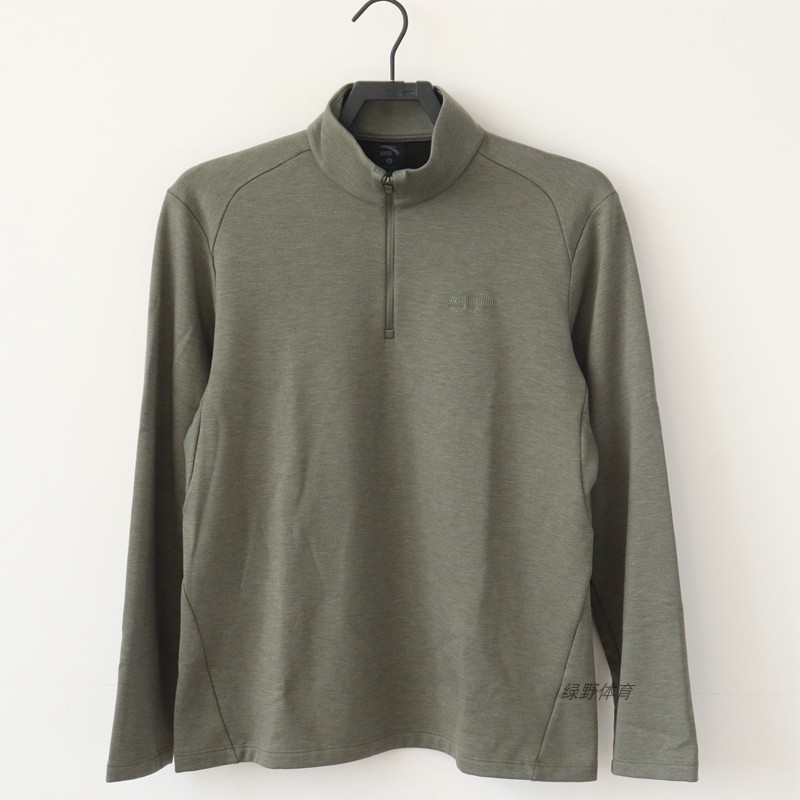 安踏男长袖T恤秋冬半拉链加绒保暖卫衣户外运动针织衫152446405N