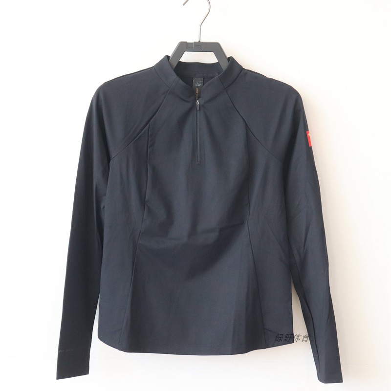 安踏女长袖T恤春秋款半拉链针织衫透气速干训练运动上衣162430403