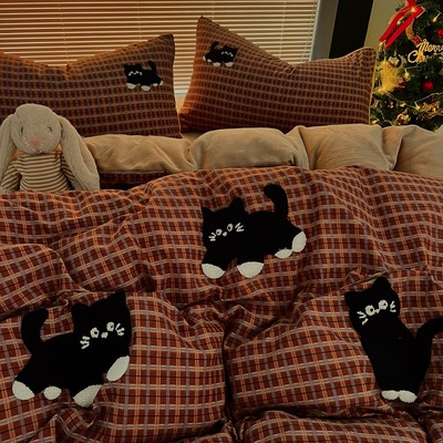 卡通冬季保暖单面牛奶绒四件套