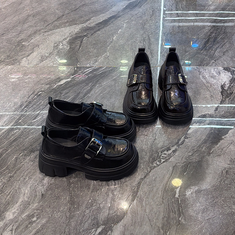 6cm增高~真皮超轻厚底乐福鞋女2026春新款皮带扣小个子粗跟小皮鞋,女鞋,乐福鞋（豆豆鞋）,淘宝优惠券,粉丝福利购,淘宝优惠卷