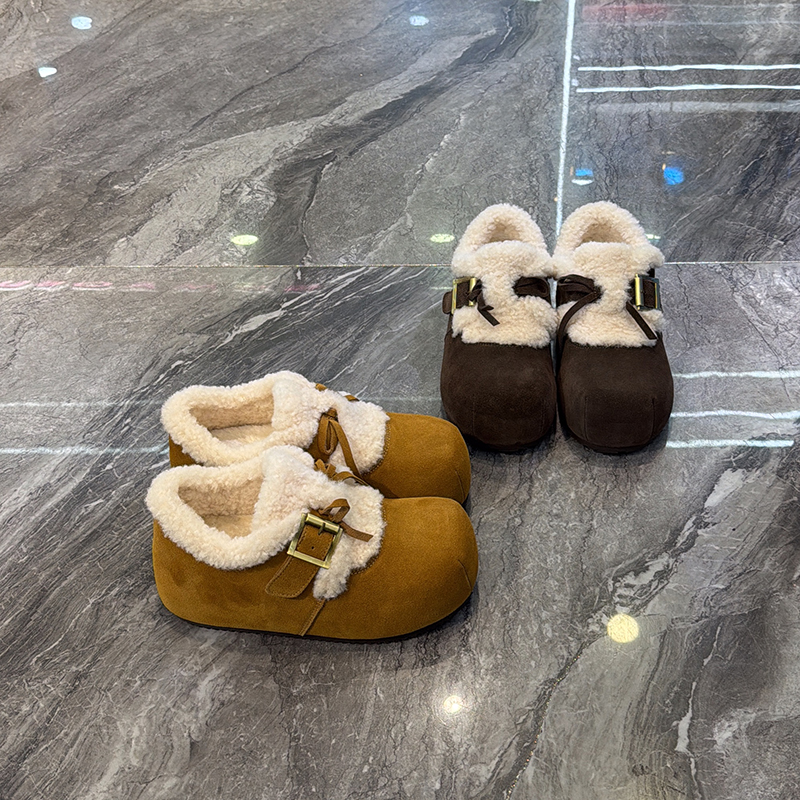 丑萌大头百搭勃肯鞋显脚小棉鞋