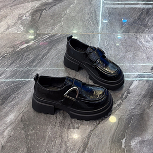 皮带扣小个子配裙小皮鞋 女2026春新款 真皮百搭粗跟乐福鞋 超轻底