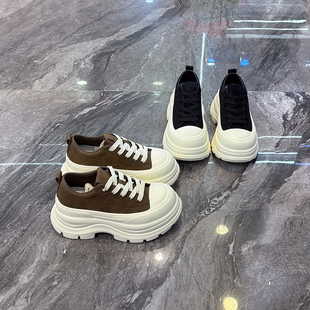 超轻不累脚~真皮厚底松糕鞋女2026春季新款7cm增高时尚百搭休闲鞋