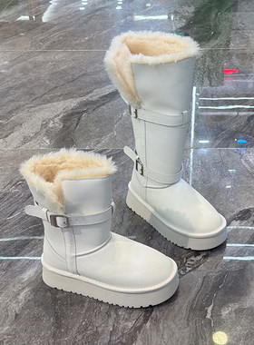加厚羊毛白色雪地靴增高不累脚
