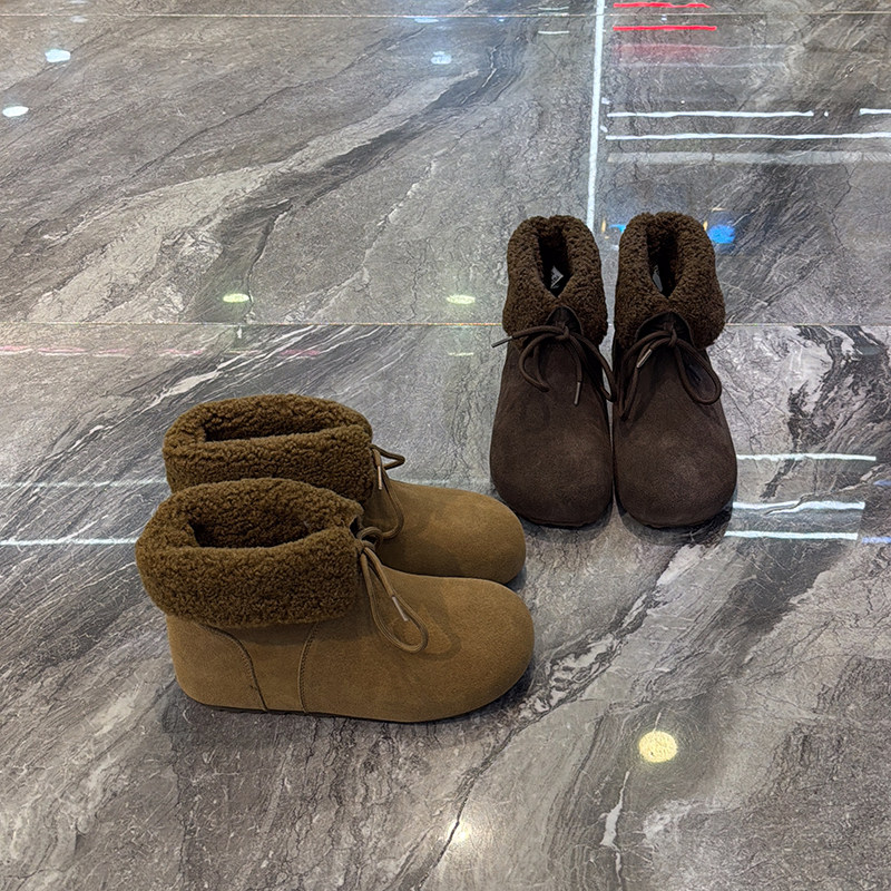 轻便内增高勃肯雪地靴翻领短靴