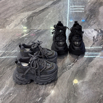 闪亮水钻网面厚底老爹鞋女2026春新款7cm增高显脚小休闲运动鞋