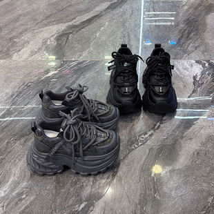 闪亮水钻网面厚度老爹鞋女2026春新款7cm增高显脚小休闲运动鞋