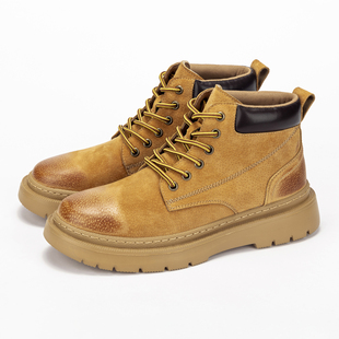 LBEL马丁靴男款2026新款高帮大黄靴真皮男靴耐磨厚底工装鞋子男鞋