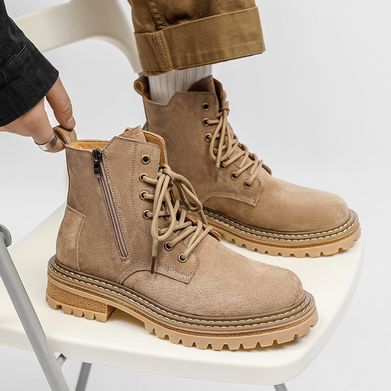 2026新款马丁靴男款英伦风中帮真皮复古工装靴高帮男士休闲靴子潮